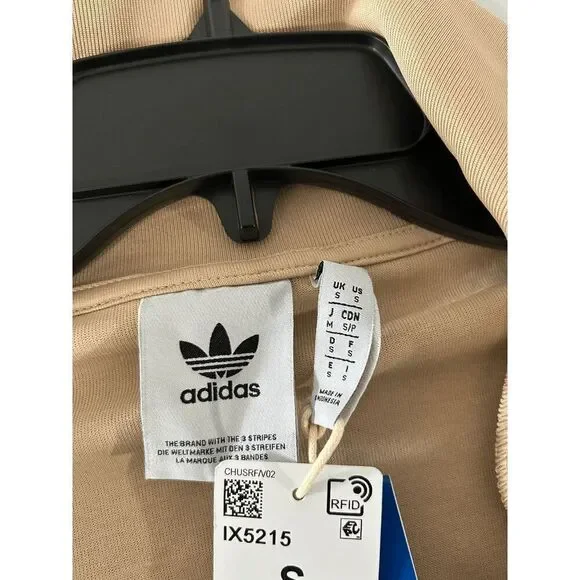 Adidas Men's Funnel neck Quarter Zip Track Top Beige S - Picture 8 of 8